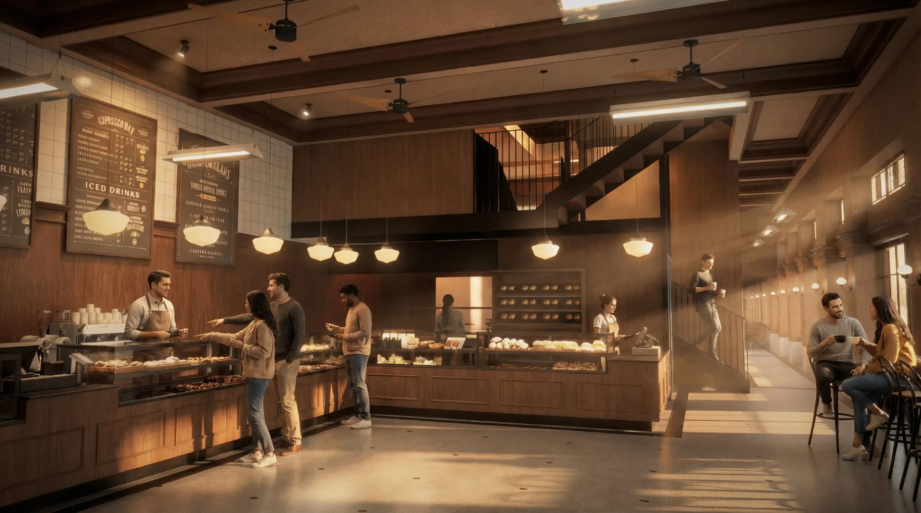 Interior da padaria com clientes — Padaria Ipanema